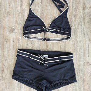Jag Bikini Set Belted Boy Short Black and White Size Medium